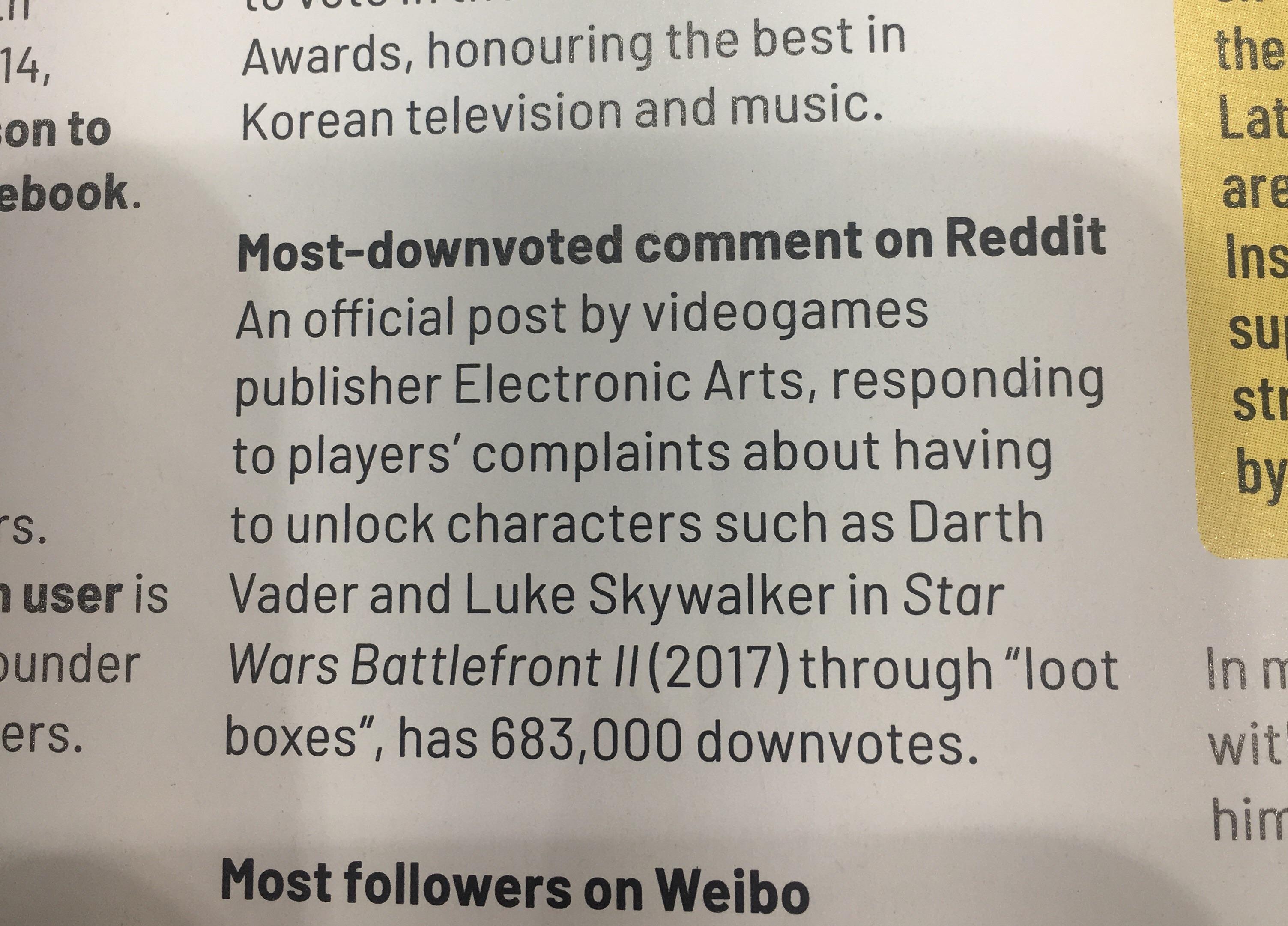 EAの公式回答がギネス世界記録「もっともフォーラムで低評価を受けたコメント」に認定、『Star Wars Battlefront II』ルートボックス騒動に対する返答で_001