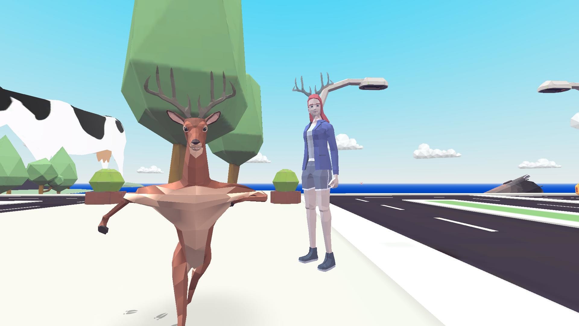 スローライフ街破壊『ごく普通の鹿のゲーム DEEEER Simulator』早期アクセス版が配信開始。ごく普通の鹿のポテンシャルを開放して二足歩行したり、首を伸ばしたりできる_002