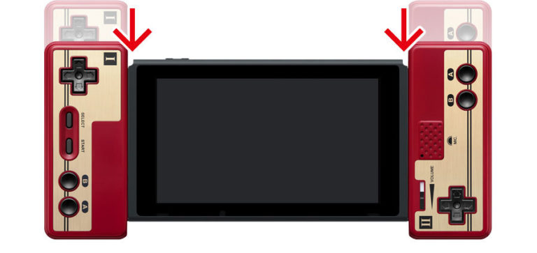 任天堂がNintendo Switch用「ファミリーコンピュータ コントローラー」の充電方法を画像で解説。両側からファミコンコントローラーが