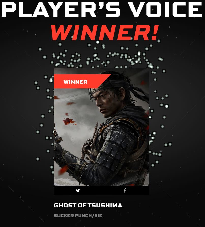 The Game Awards 2020のファン投票のみで決定する唯一の賞「PLAYER’S VOICE賞」に『Ghost of Tsushima』が選ばれる。『The Last of Us Part II』との接戦を制する_001