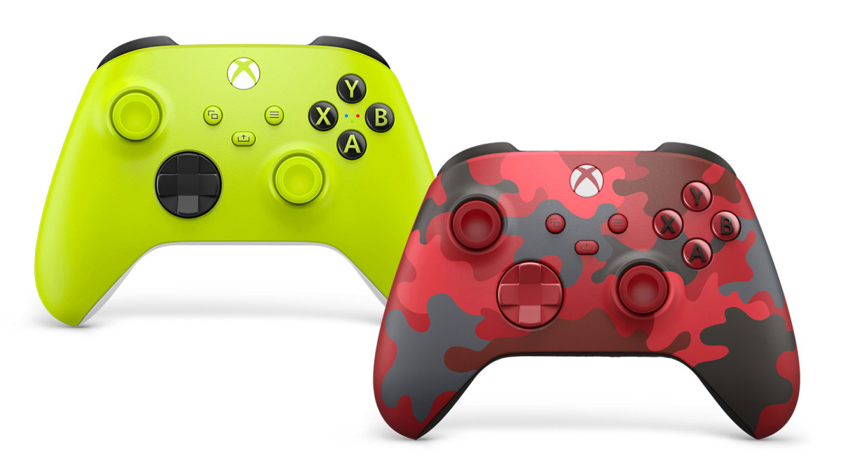 Xbox ワイヤレス コントローラーに新たなカラバリが登場。エネルギッシュなイエローが新鮮な「エレクトリック ボルト」とレッドが映える迷彩柄「デイストライク  カモ」の2種類を5月に発売