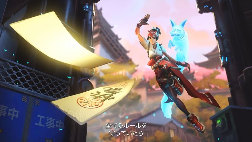 『オーバーウォッチ2』日本人の新キャラクター「霧子」発表。「狐の霊」とともに戦うサポートキャラクターとなり、クナイやお札を使って戦うバトルの模様がお披露目_001