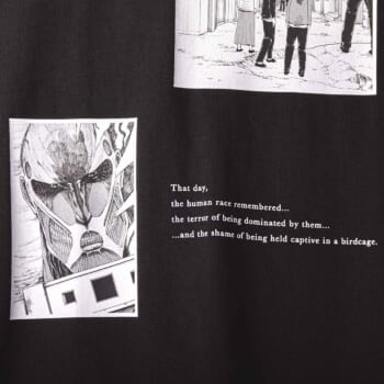 『進撃の巨人』から背骨のプリントパーカーや前面にエレンのビジュアルを広げたTシャツなどのアパレルコレクションが販売中_044