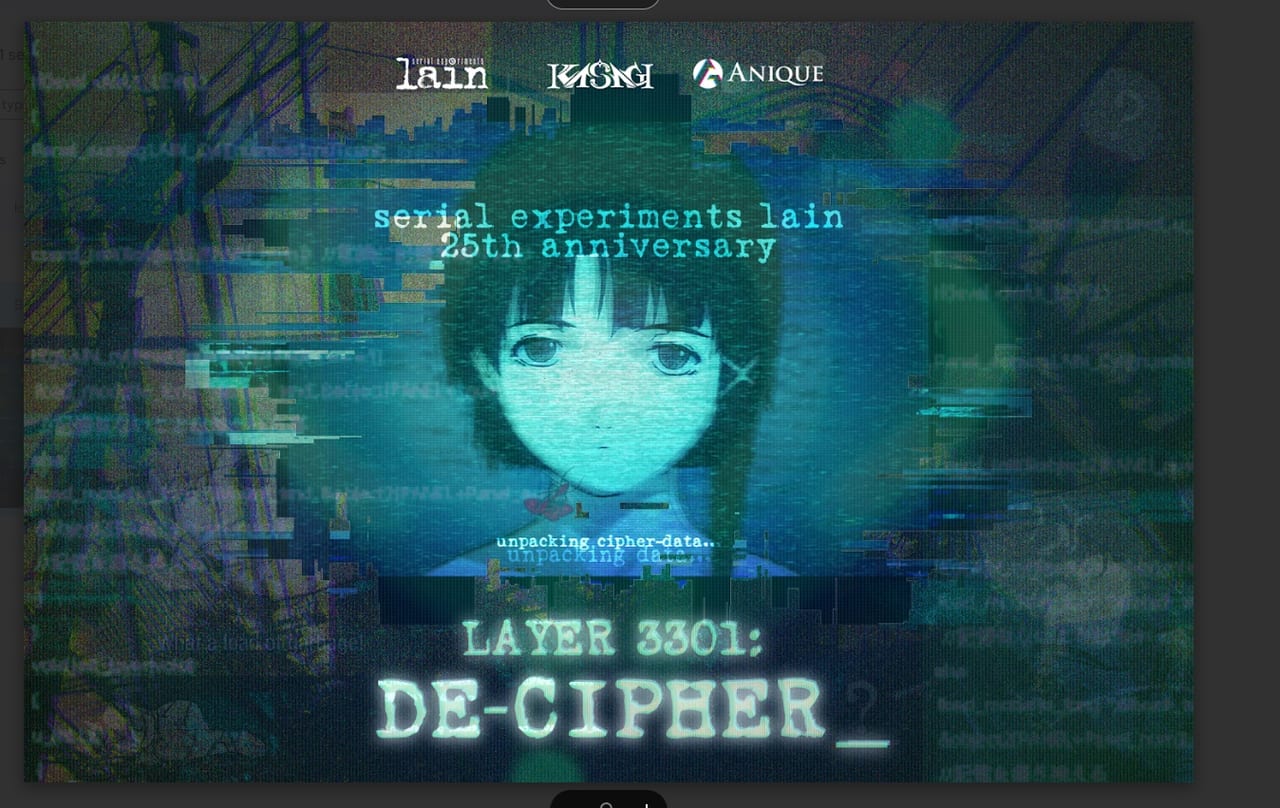 アニメ『serial experiments lain』の代替現実ゲーム『Layer 3301： De-Cipher』が発表_002