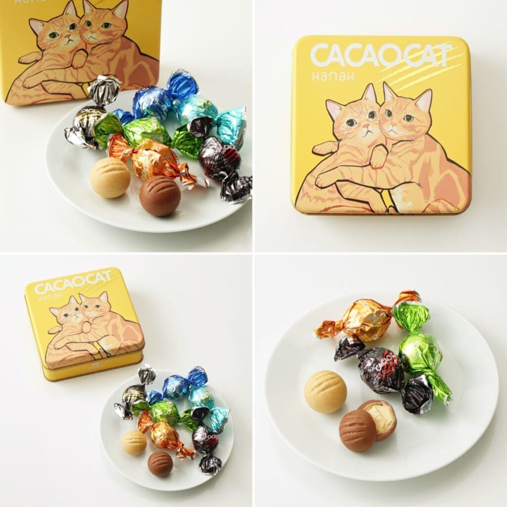 CACAOCAT×江夏樹プロデュースブランド「HanaH」愛猫「こんぺい」と「みそ」クッキー缶・チョコレート缶