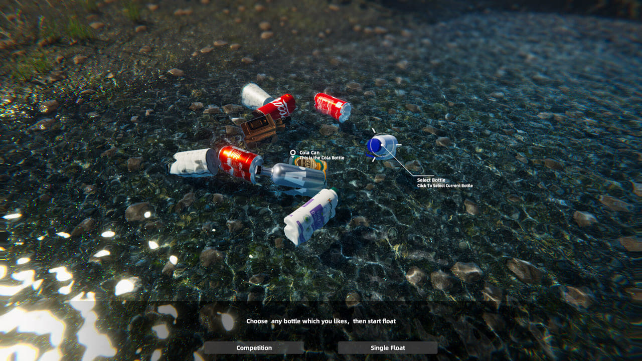 川を流れていく缶やボトルを見守るだけの癒しのゲーム『Bottle Can Float』発売_002