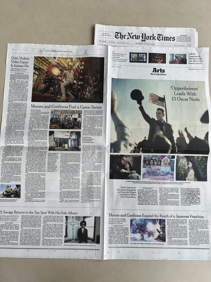『龍が如く8』の広告がニューヨーク・タイムズの一面に掲載。発売前にはタイムズスクエアで動画も流れる_003