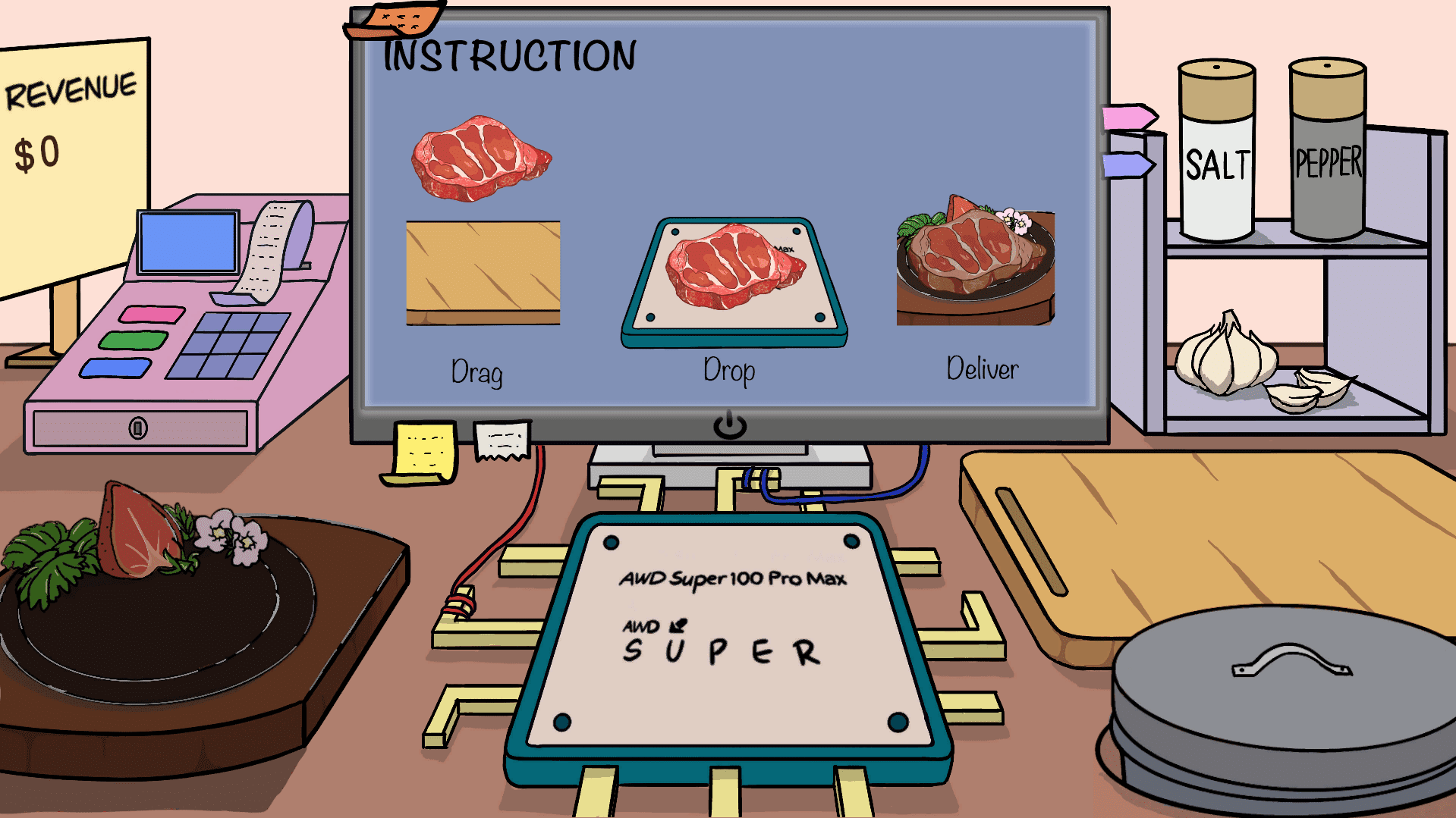 『CPU-Chef』が無料で公開。高温のCPUでステーキを焼いてお金を稼ぐシミュレーションゲーム_001