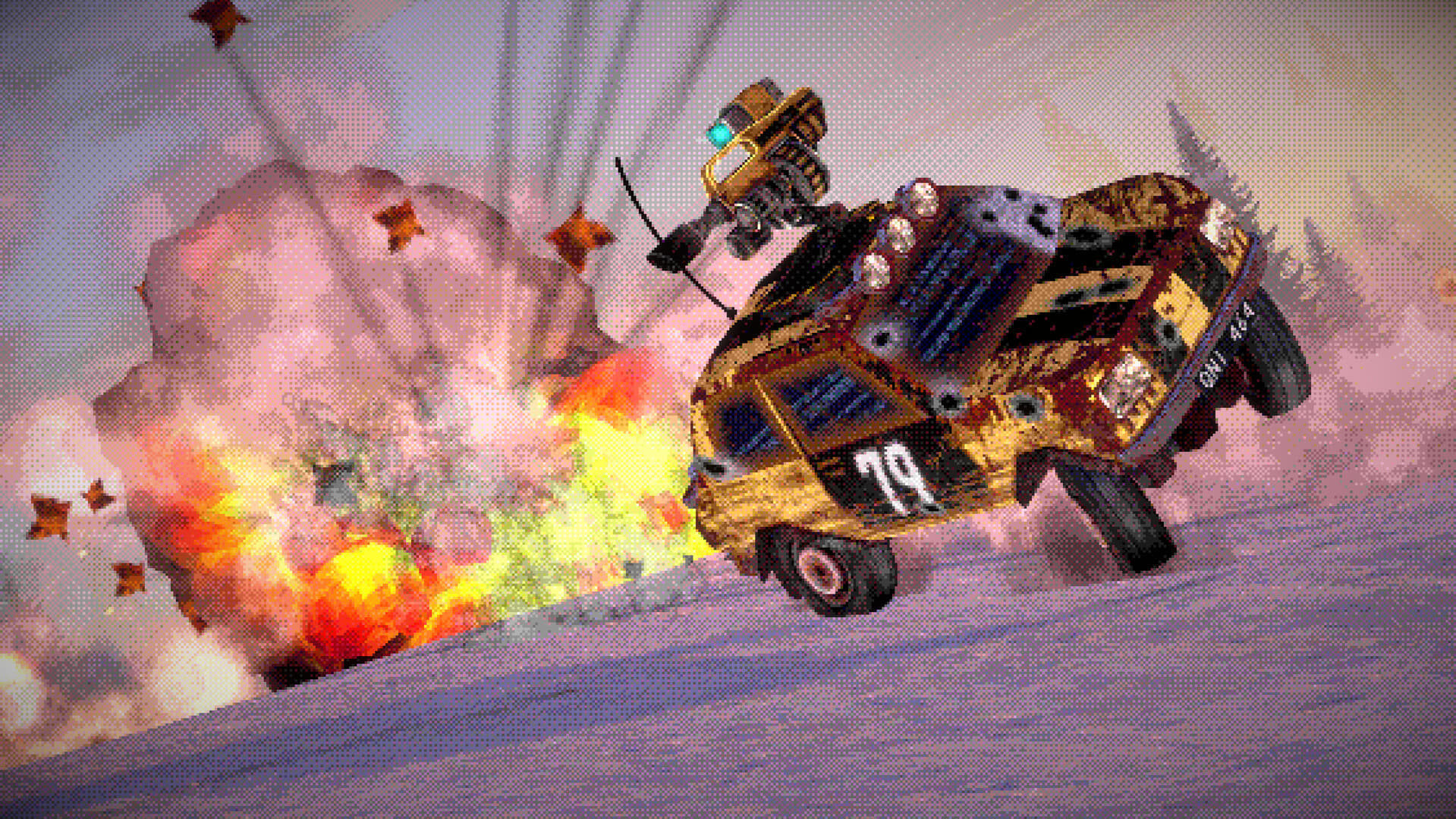 レトロな車に搭載した重火器をぶっ放して相手の車を破壊するゲーム『FUMES』の最新映像が公開_001