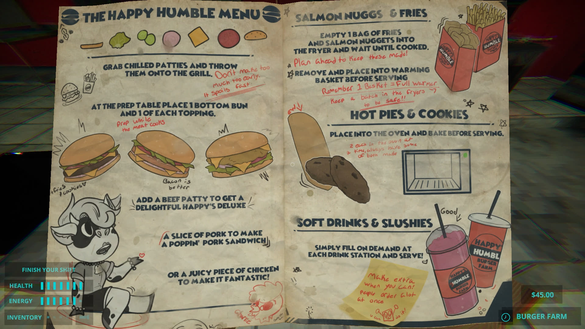 『Happy's Humble Burger Farm』がSteamにて575円になるセール中。命懸けのバイトに挑むホラーゲーム_003